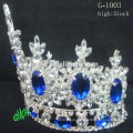 Nueva corona azul de la belleza del acontecimiento de la nueva manera del diseño azul Tiara de piedra del Rin
